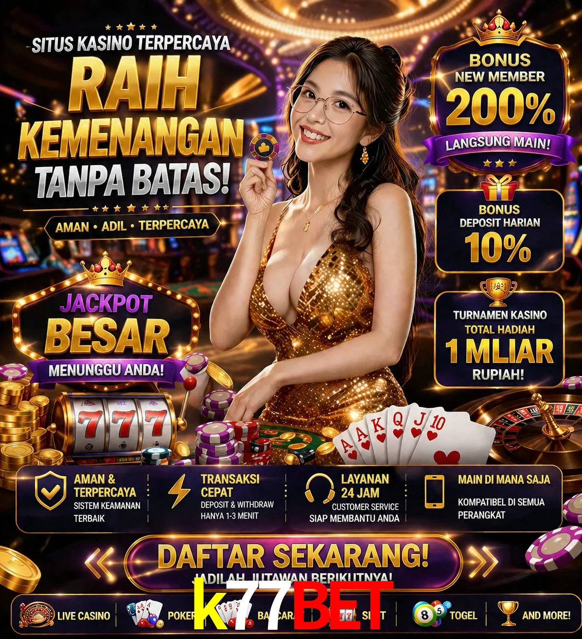 Roleta e blackjack k77bet