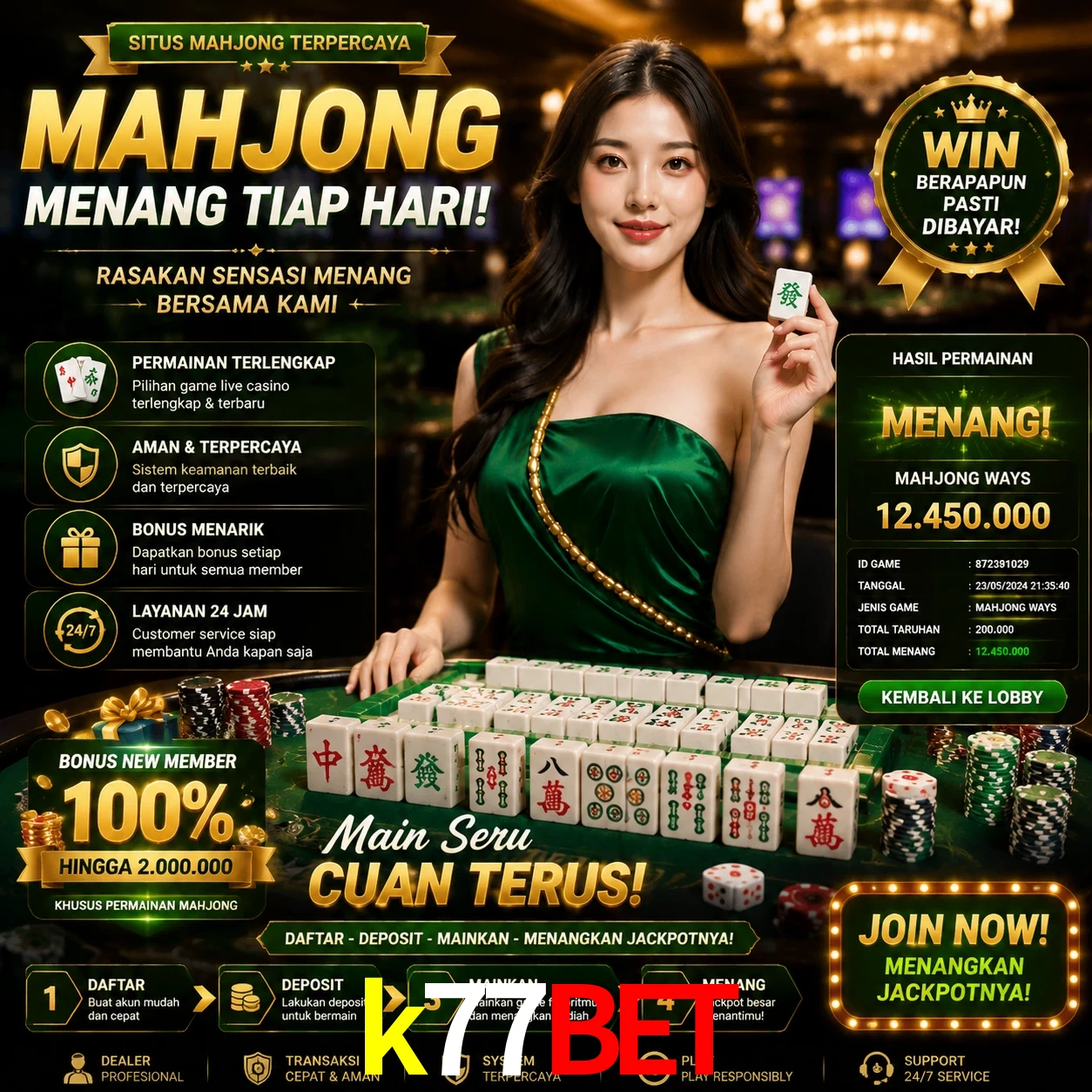 Cashback VIP k77bet - reembolso semanal